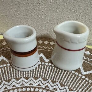 Vintage Set of Two Ceramic Creamers with Stripes